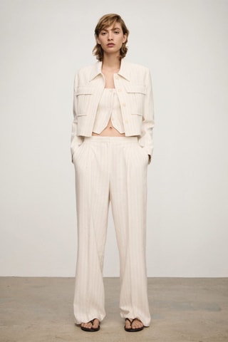 Veste poches rayures - Écru