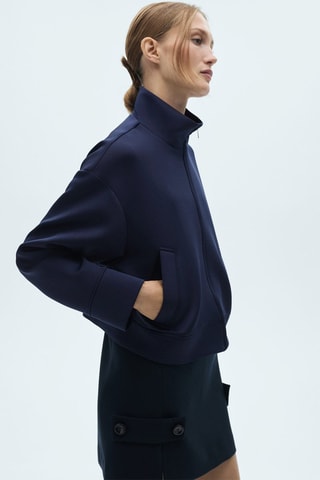 Veste bomber crop - Bleu marine