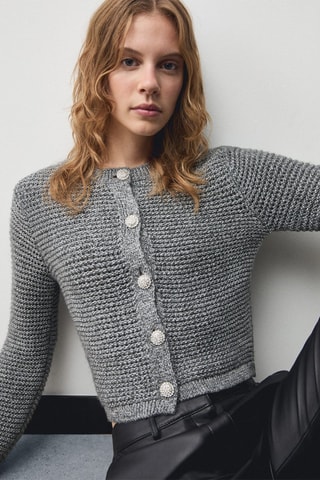 Veste maille Lurex boutons - Argenté