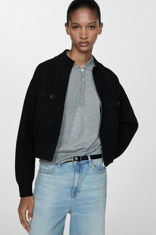 Veste maille poches - Noir