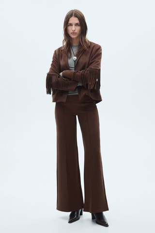 Veste franges similicuir - Marron