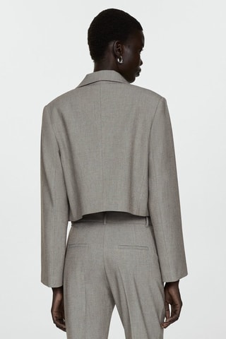 Veste crop poches - Gris clair chiné