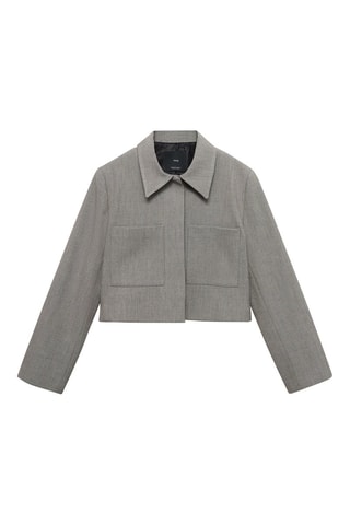 Veste crop poches - Gris clair chiné