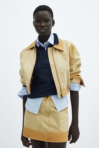 Veste bomber effet usé - Beige