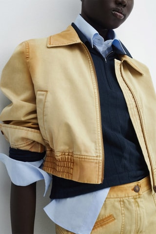 Veste bomber effet usé - Beige