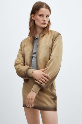 Veste bomber similicuir effet usé - Gris clair