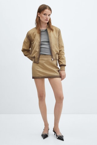 Veste bomber similicuir effet usé - Gris clair