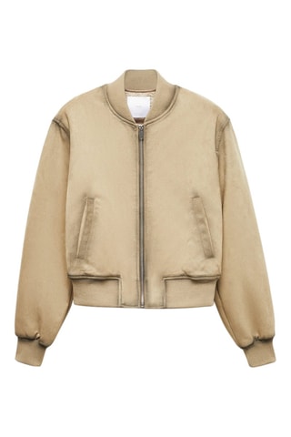 Veste bomber similicuir effet usé - Gris clair