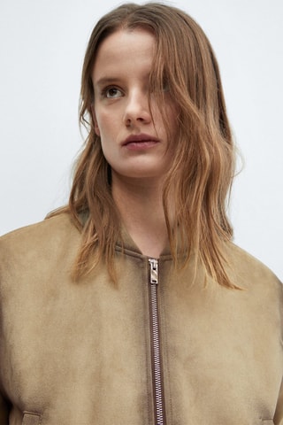 Veste bomber similicuir effet usé - Gris clair