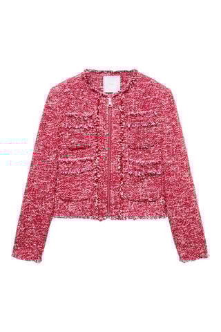 Veste tweed poches - Fuchsia