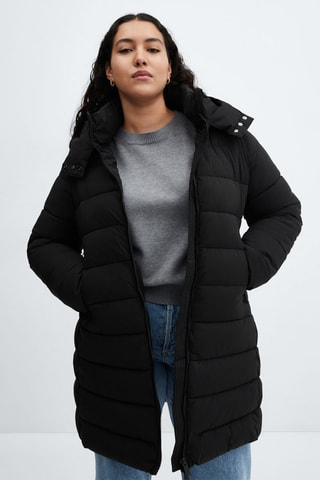 Anorak matelassé capuche - Noir