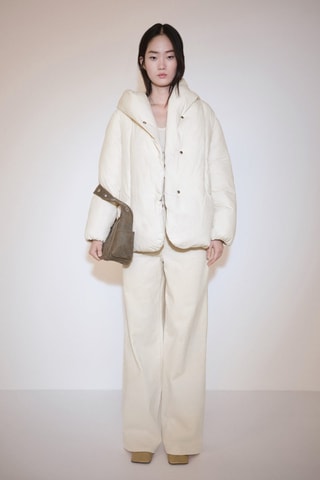 Anorak matelassé capuche - Blanc cassé