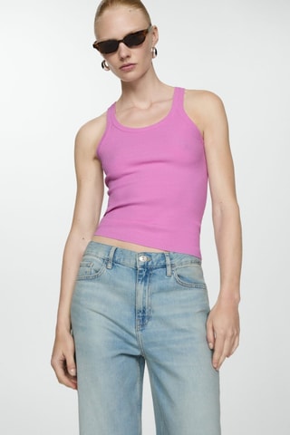 Top maille bretelles - Rose