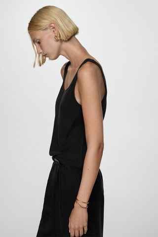 Top cupro bretelles - Noir