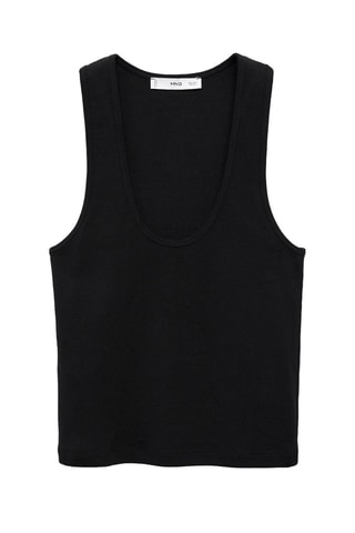 Top coton bretelles larges - Noir