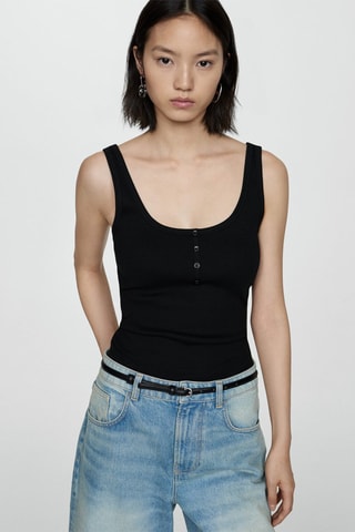 Top bretelles boutons - Noir