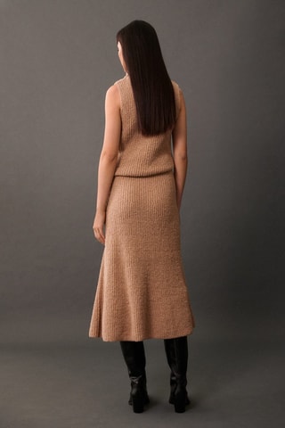 Top côtelé col roulé - Marron