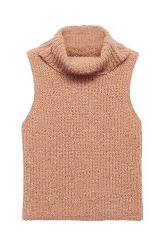 Top côtelé col roulé - Marron