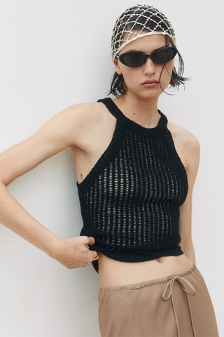 Top maille emmanchures américaines - Noir