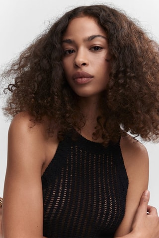 Top maille emmanchures américaines - Noir
