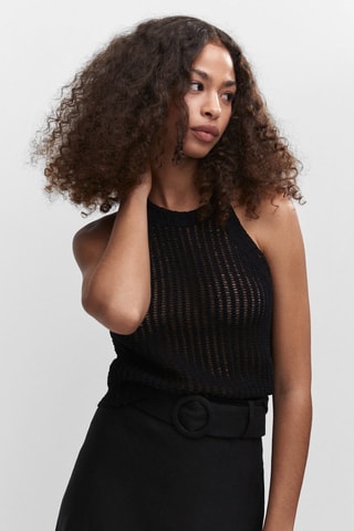 Top maille emmanchures américaines - Noir