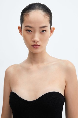 Top style corset tweed - Noir