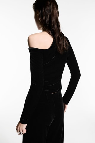 Top velours asymétrique - Noir