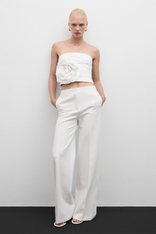 Top froncé maxifleur - Blanc cassé