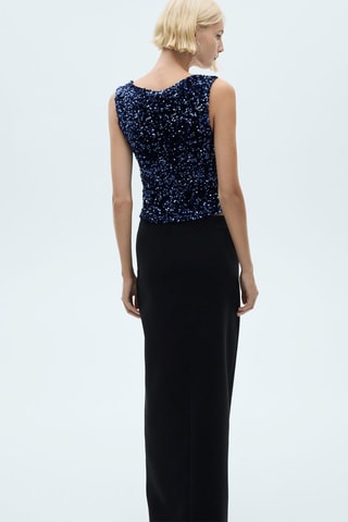 Top bretelles à sequins - Bleu marine