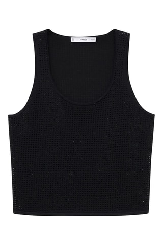 Top maille détail strass - Noir