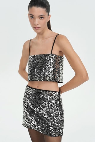 Crop top cristaux - Gris