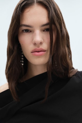 Top asymétrique drapé - Noir