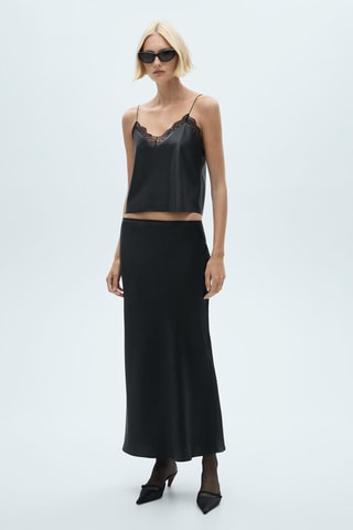 Top style lingerie similicuir - Noir