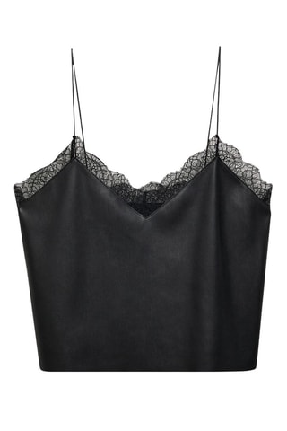 Top style lingerie similicuir - Noir