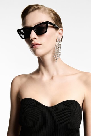 Top maille encolure coeur - Noir