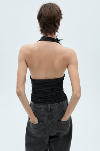 Top maille Lurex emmanchures américaines - Noir