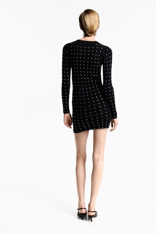 Robe maille détail strass - Noir