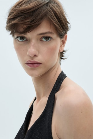 Robe Lurex col bénitier - Noir