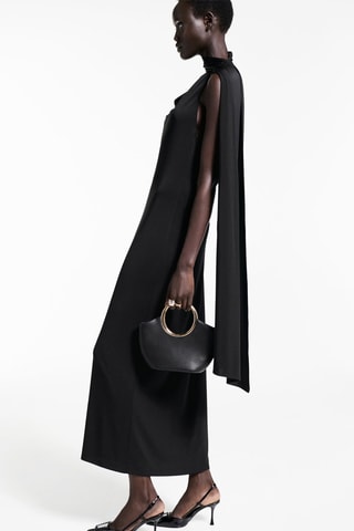 Robe asymétrique col noeud - Noir