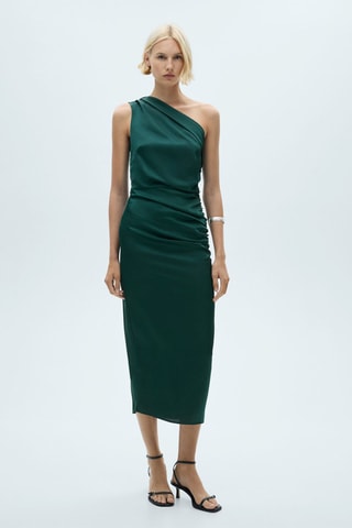Robe asymétrique froncée - Vert