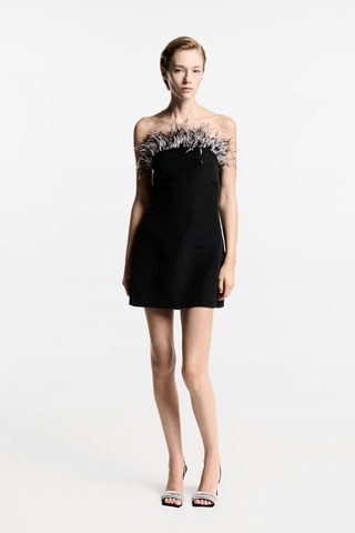 Robe bustier détail plumes - Noir