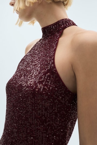 Robe sequins à emmanchures américaines - Bordeaux