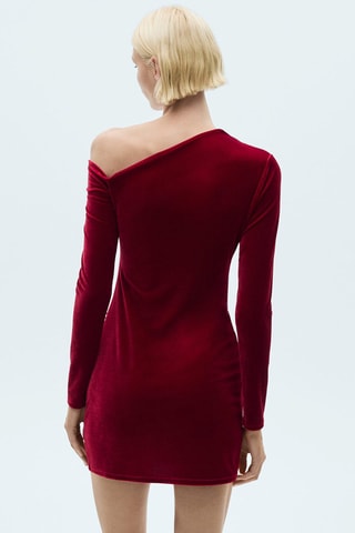 Robe asymétrique velours - Rouge
