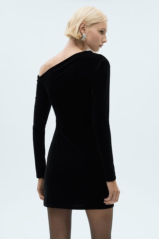 Robe asymétrique velours - Noir
