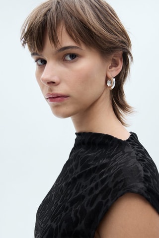 Robe courte velours léopard - Noir et gris