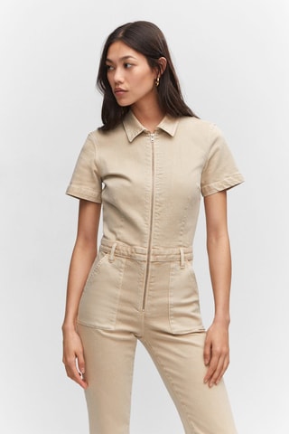 Combinaison jean fermeture éclair - Sable