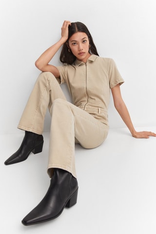 Combinaison jean fermeture éclair - Sable