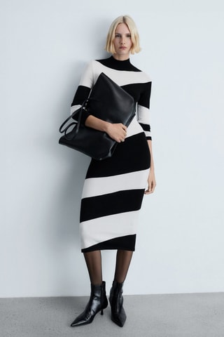 Robe midi col montant - Noir