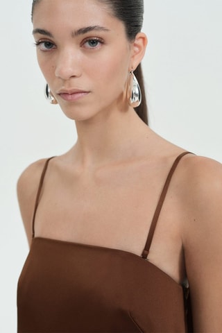 Robe bustier courte satinée - Marron