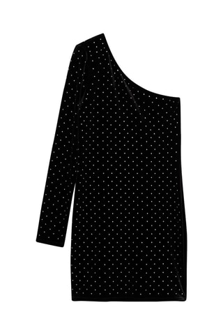 Robe asymétrique strass - Noir